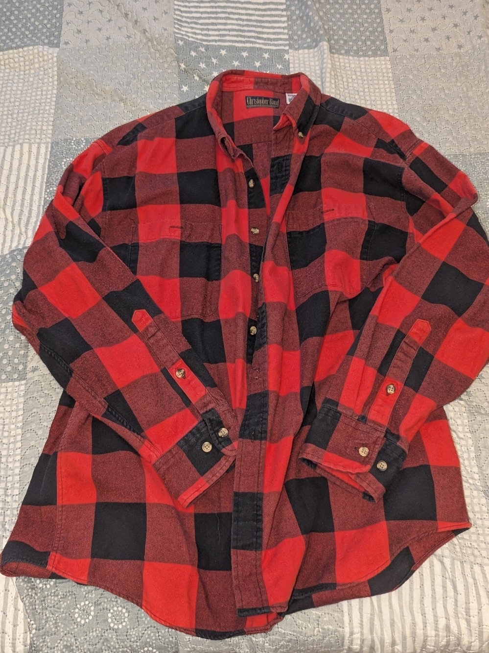 Vintage Christopher Rand Buffalo Plaid Flannel Shirt L Hudson's Bay 90s Grunge